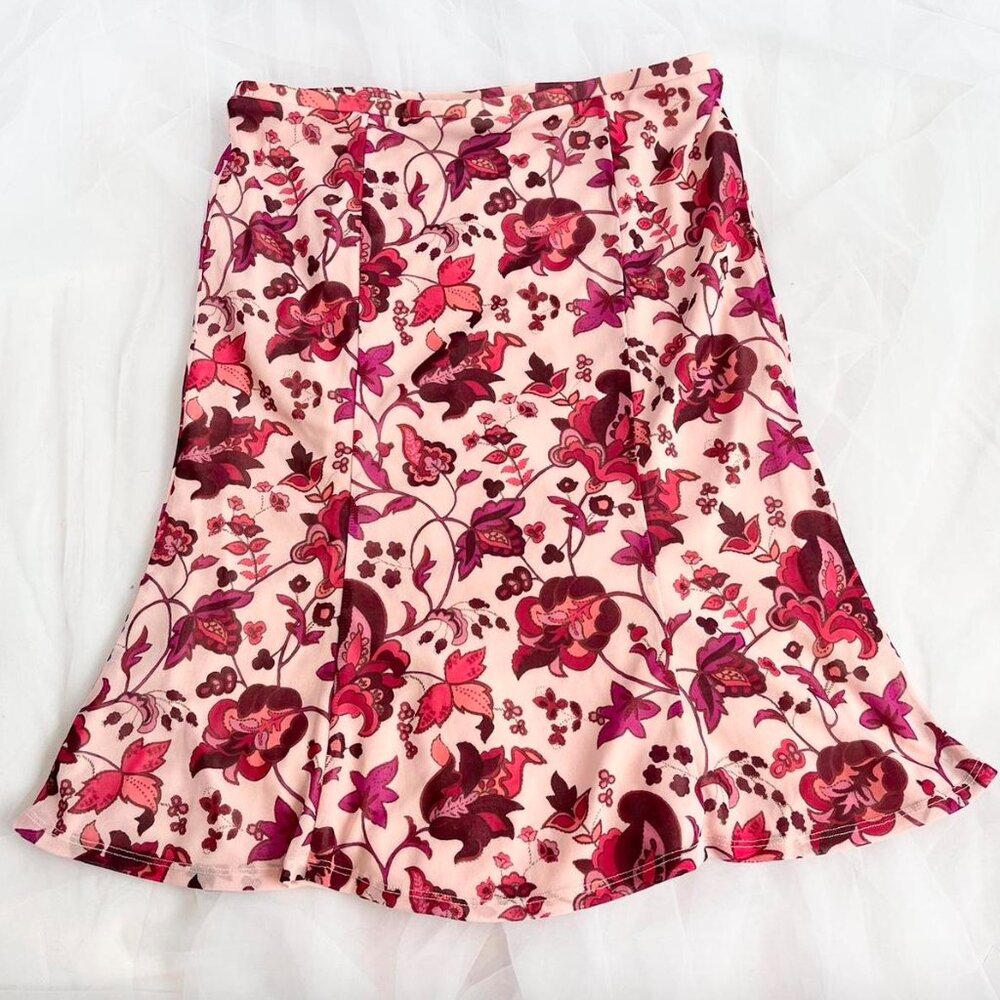 EXPRESS pink skirt floral fully lined dress women